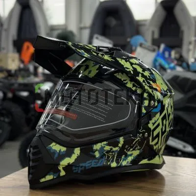 Шлем мото мотард Мототека ( MOTOTEKA ) WS 902 GLOSSY SPEED/YELLOW XL