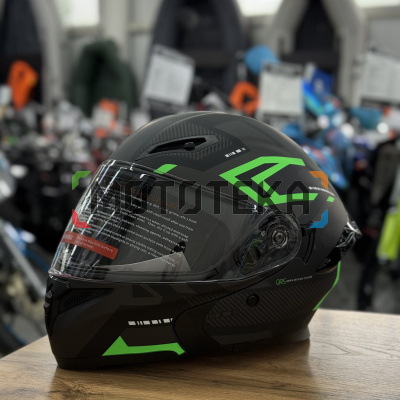 Шлем мото модуляр Мототека TQ 901 BLACK/GREEN XL